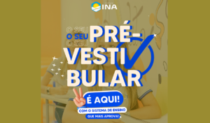 Arte com texto “o seu Pré-Vestibular é no aqui!”